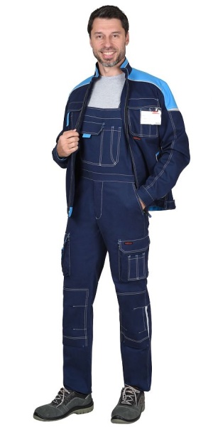  Костюм "ДЖЕТ" куртка, полукомбинезон синий с голубым тк. мех. стрейч с ВО