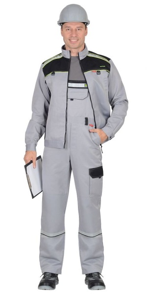  Костюм "ПРАКТИК" куртка, п/к св. серый с черным