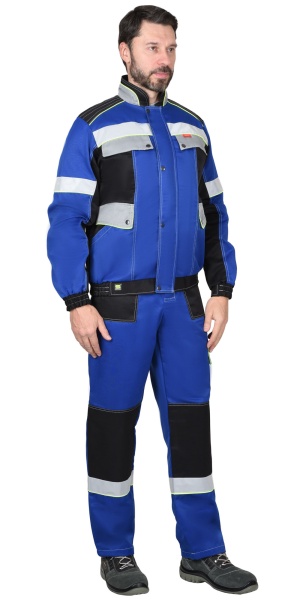 Купить Костюм "ПОЛИНОМ" куртка, п/к василек с черным и СОП 50 мм от 19845.00  тенге