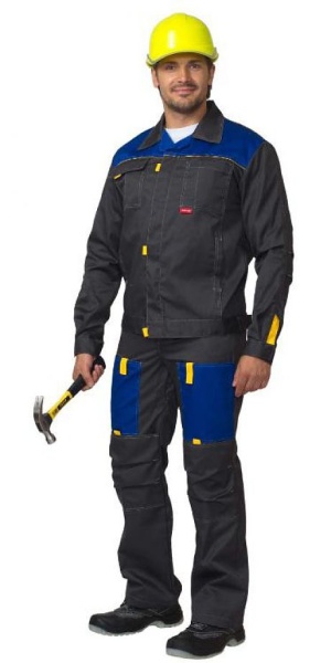  Костюм "ФАВОРИТ" куртка, п/к т.серый с васильковым