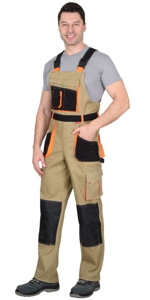  Полукомбинезон "МАНХЕТТЕН" песочный с оранж. и черным тк. мех. стрейч пл. 250г/кв.м