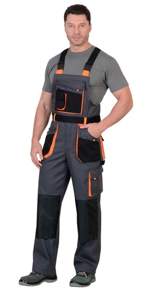  Полукомбинезон "МАНХЕТТЕН" т.серый с оранж. и черным тк. мех. стрейч пл. 250 г/кв.м