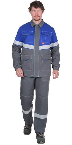  Куртка "Самотлор" дл., серый с васильк. 80% х/б 20% п/э антистат. нить МВО
