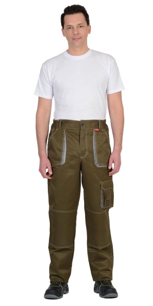  Брюки "CROWN" хаки со св.серым