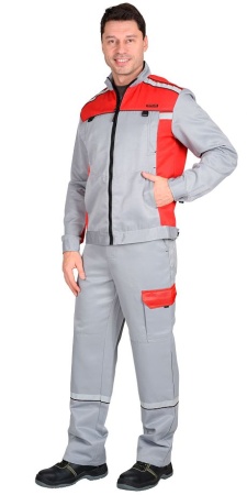 Купить Костюм "ПРАКТИК-1" куртка, п/к св. серрый с красным от 15750.00  тенге