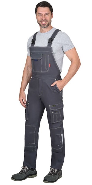  Полукомбинезон "ДЖЕТ" т.серый с синим тк. мех. стрейч с ВО