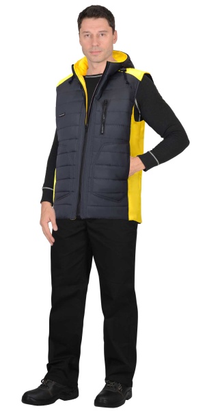  Жилет "Урбан" сине-серый с желтым (ЧЗ) тк. Дюспо