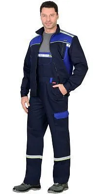  Костюм "Практик-Люкс" куртка, п/к т.синий с васильк. 80% х/б, МВО пл. 260 г/кв.м