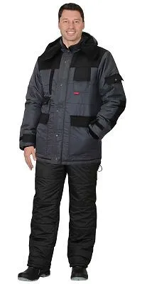  Куртка зимняя 5501 серая с черным