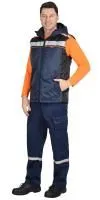 Жилет "Практик" мужской  синий с черным, с капюшоном (ЧЗ)