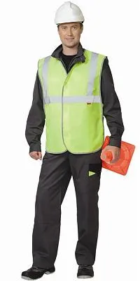  Жилет сигнальный универсальный "Габарит-В" с 3 СОП (тк.Оксфорд) лимон